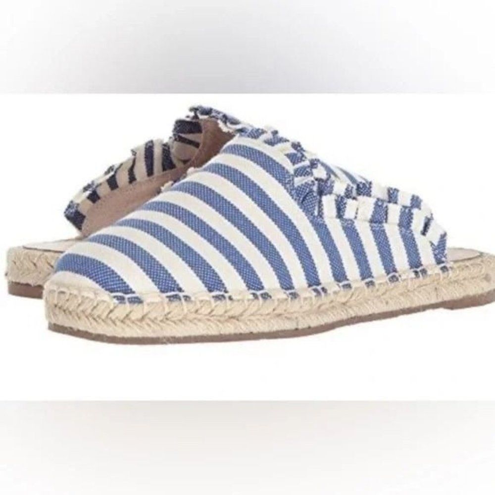 kate spade Blue and White Striped Espadrille Mules